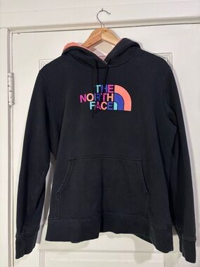 The North Face Black Hoodie with Coral Trim